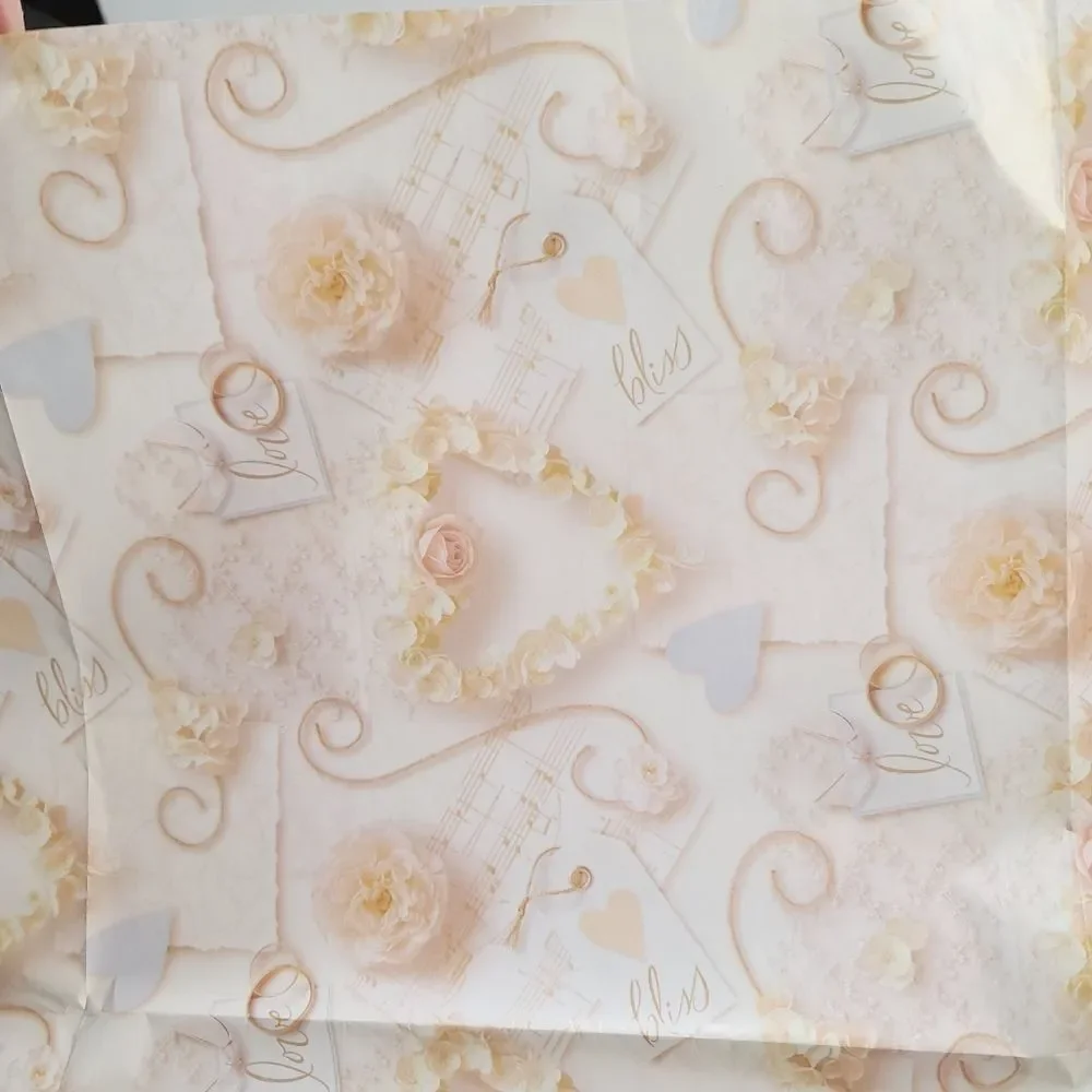 Vintage Hallmark Shabby Chic Love Wedding Bridal Shower Gift Wrap